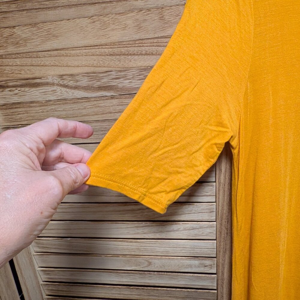 Vibrant Yellow (Mustard) Rayon/Spandex Maxi Dress Size Large NWT - Picture 4 of 8